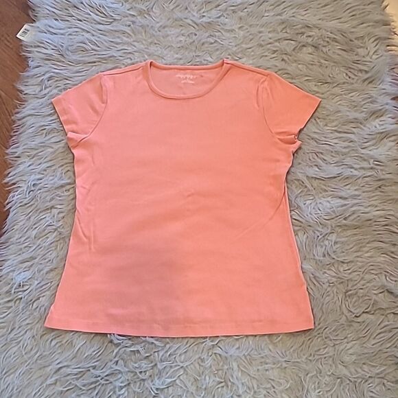 Geoffrey beene sport womens coral‎ cotton tshirt size large - Picture 1 of 3